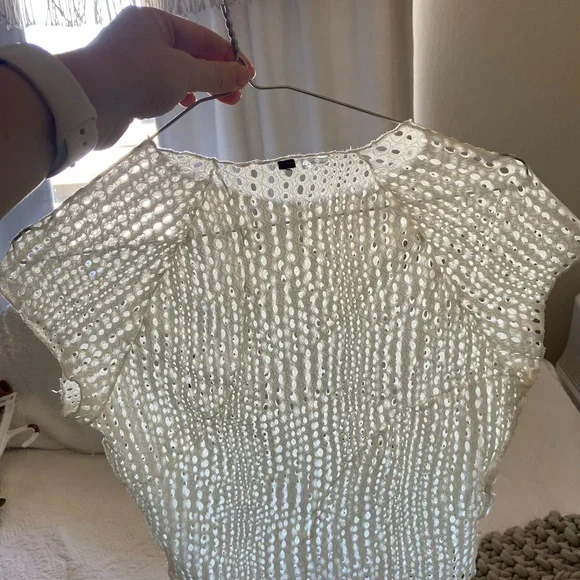 Divided White Eyelet Crop Top - Picture 2 of 2